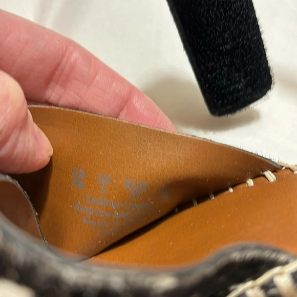 Franco Sarto Carma Black White Pony Calfhair Leather Wedge Sandals - Picture 7 of 13